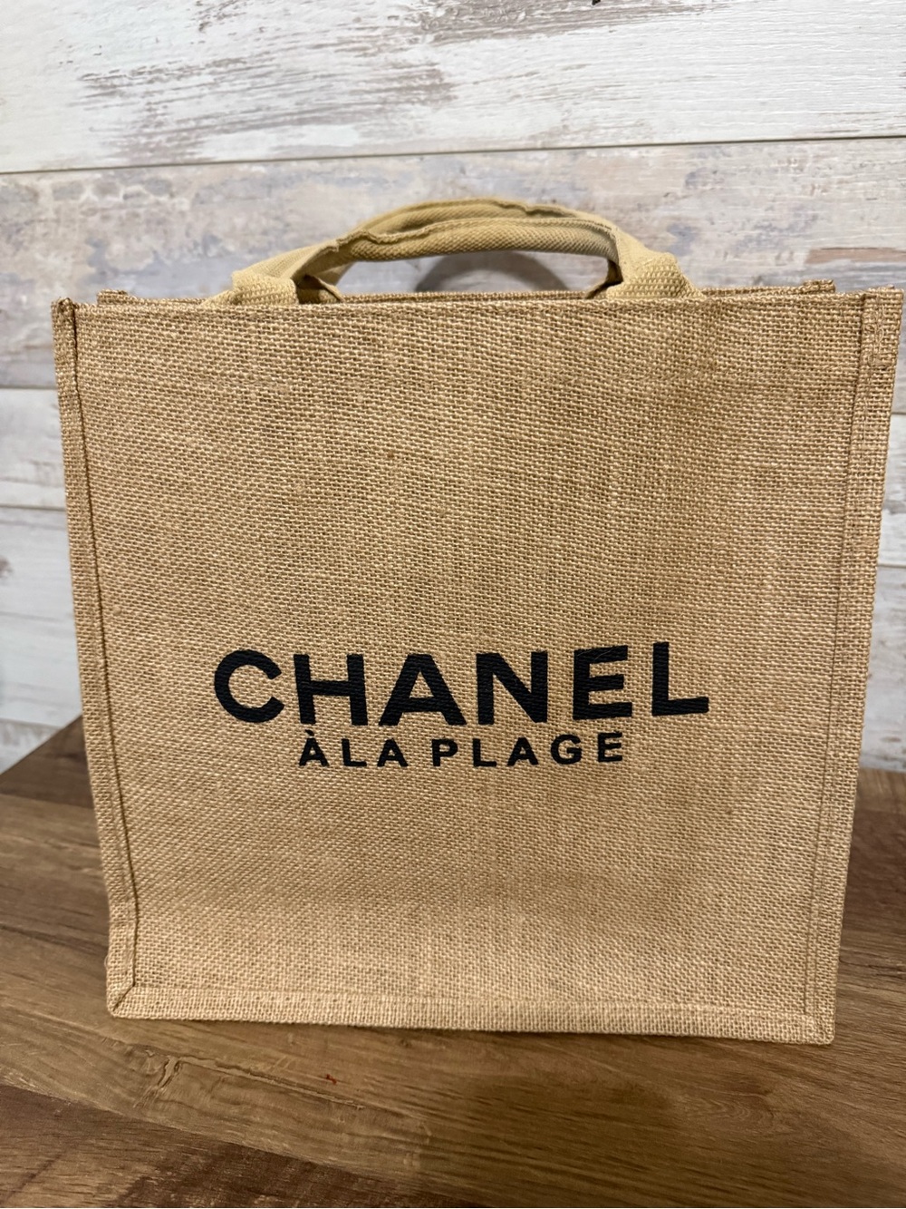 GWP Chanel A La Plage Beige Canvas Tote for the beach / shopping bag 12x12